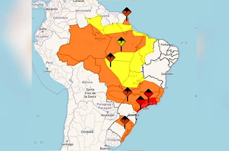 Temporais e instabilidade atingem grande parte do Brasil nesta quinta-feira