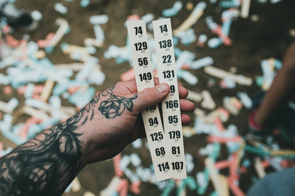 Fichas de madeira com numeros de loteria