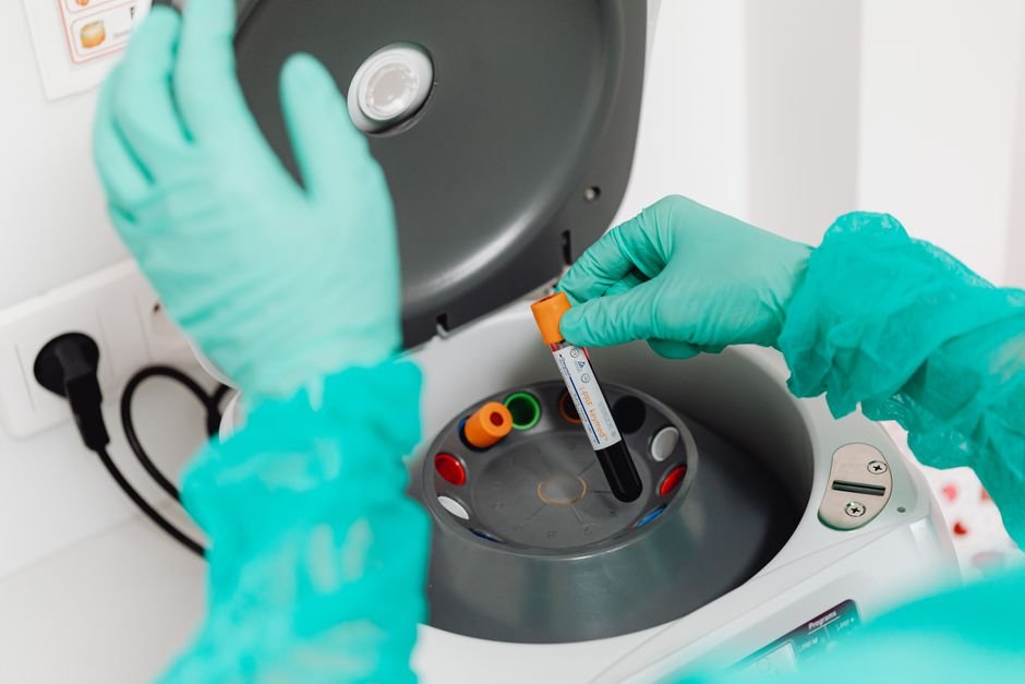 Amostras médicas em laboratório de análise