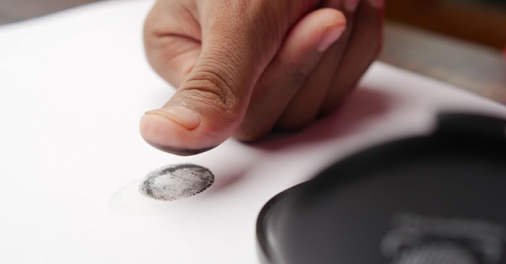 Polegar deixando impressão digital em papel, em referência ao cadastro biométrico exigido no BPC