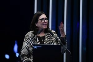 Deputada Bia Kicis discursa na tribuna durante sessão no plenario do Senado Federal