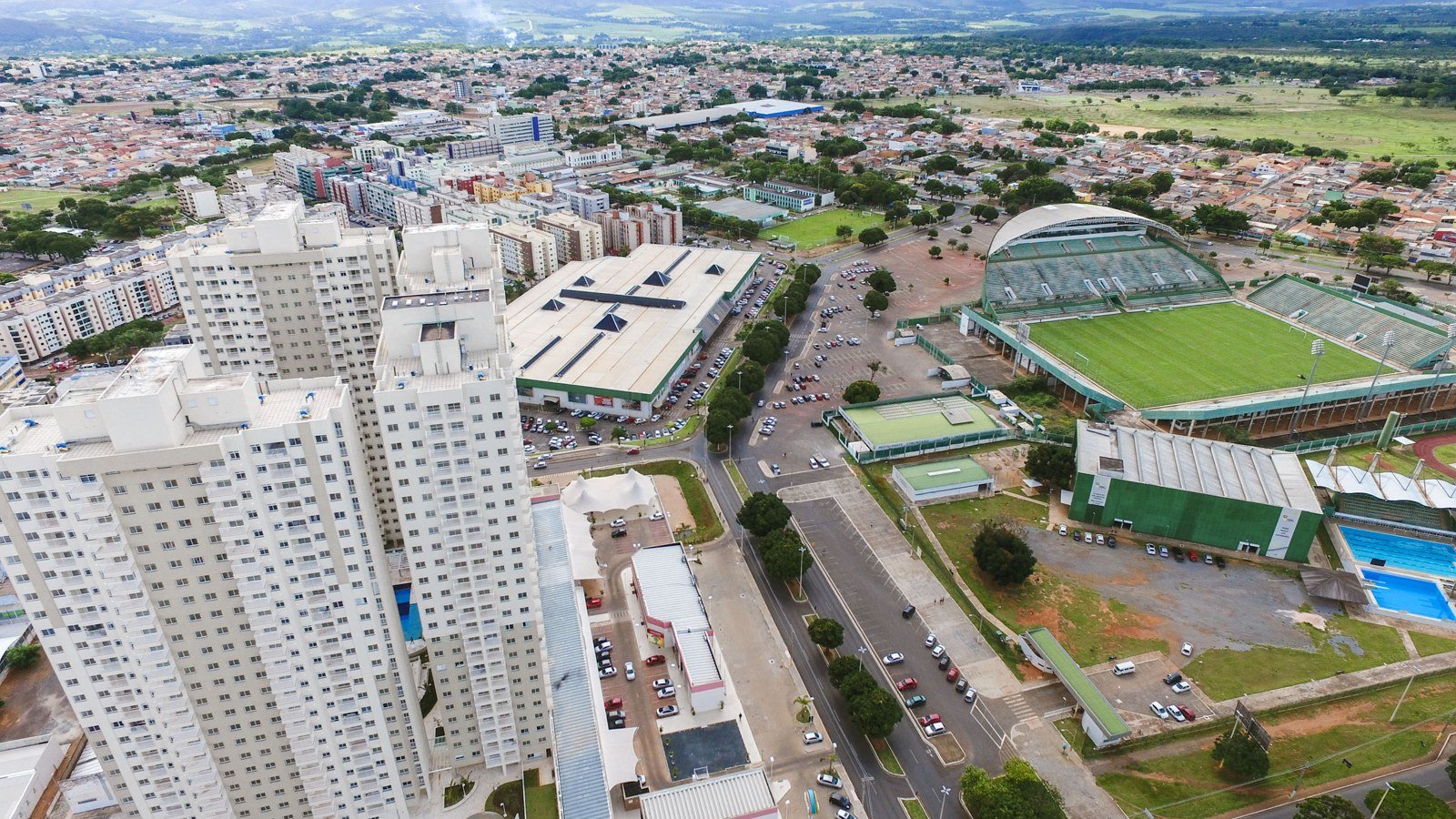Vista aérea do Setor Central do Gama, com o Gama Shopping, onde funciona uma das unidades do Na Hora